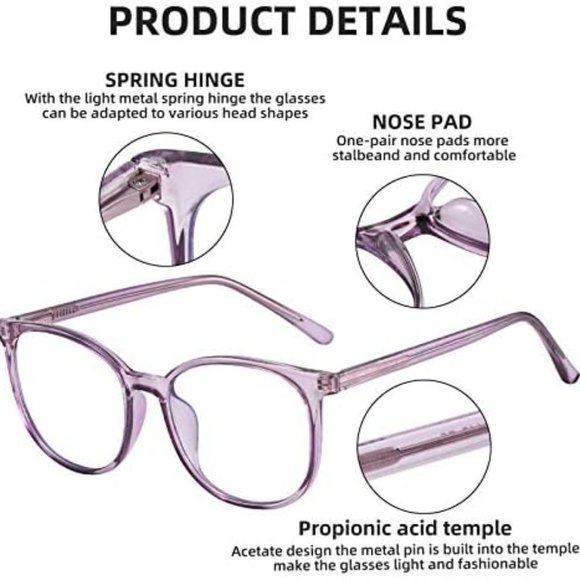Blue Light Blocking Glasses Fashion Round TR90 Frame Transparent Eyewear main image 3